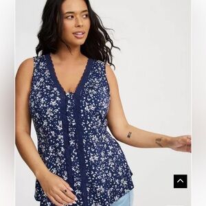 Stretch Challis Button Front Top